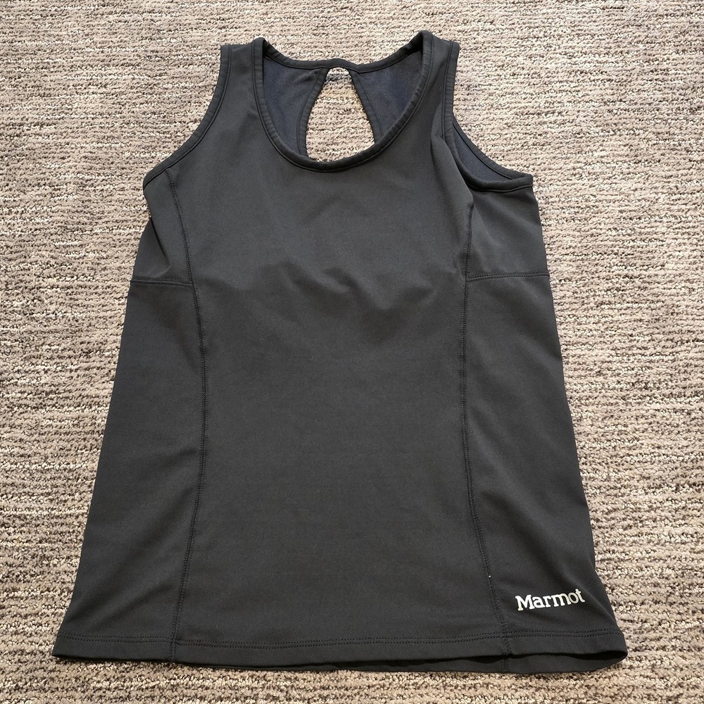 MARMOT Women's Size M Essential Bra Support Black Keyhole Trail Tank Top